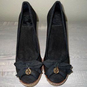 Tory Burch Jackie Canvas Espadrille Wedges